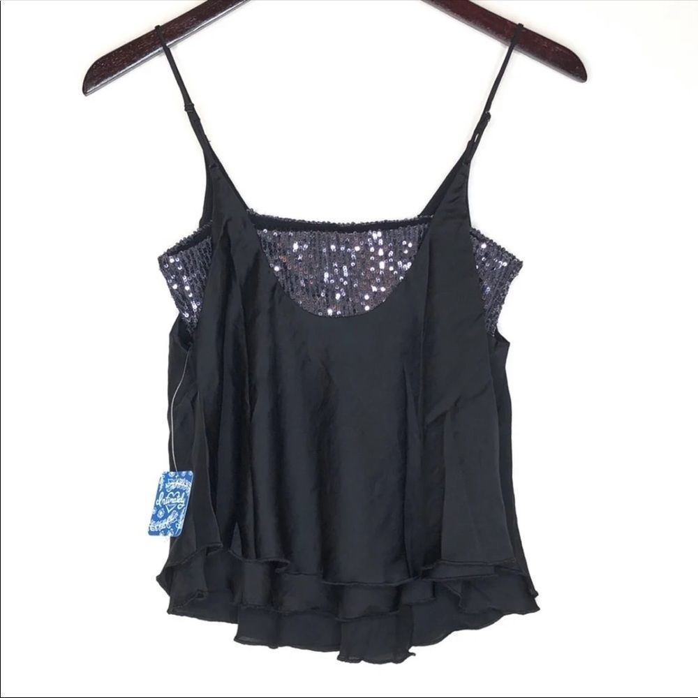 Free People Turn it On Black Sequin Cami Small - Picture 7 of 13